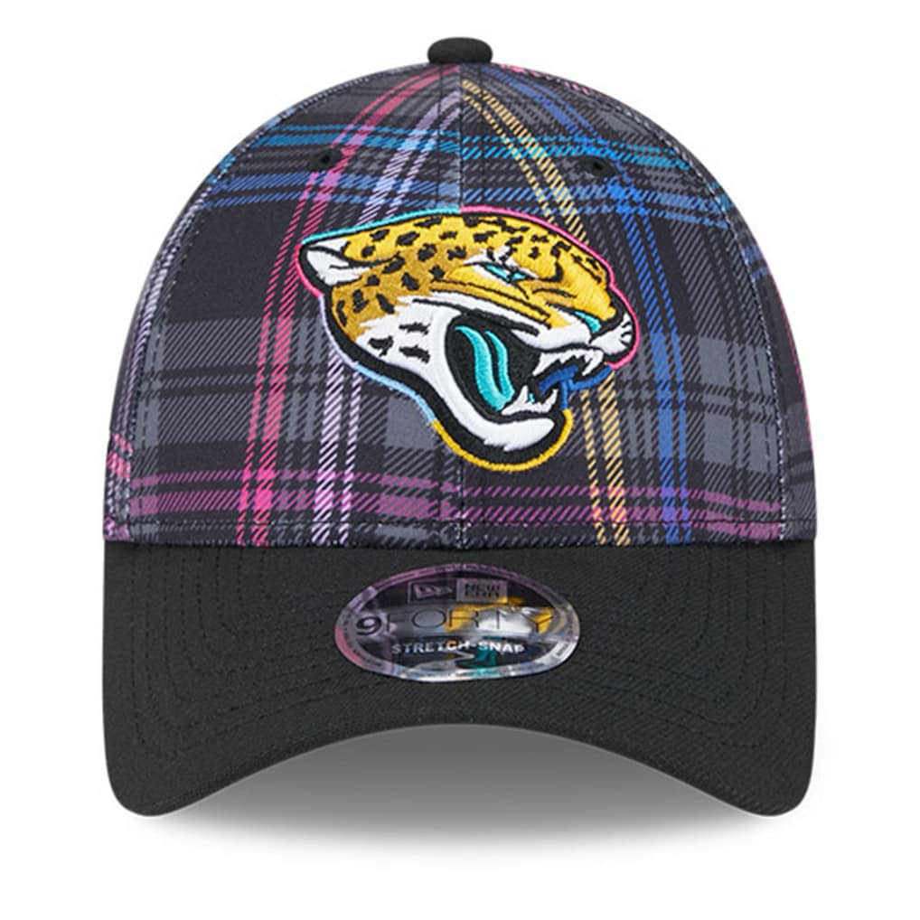 Jacksonville Jaguars New Era 2024 NFL Crucial Catch Plaid 9FORTY Adjustable Hat Black