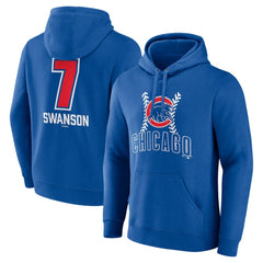 Dansby Swanson Chicago Cubs Fastball Player Name & Number Pullover Hoodie - Royal Hoodies