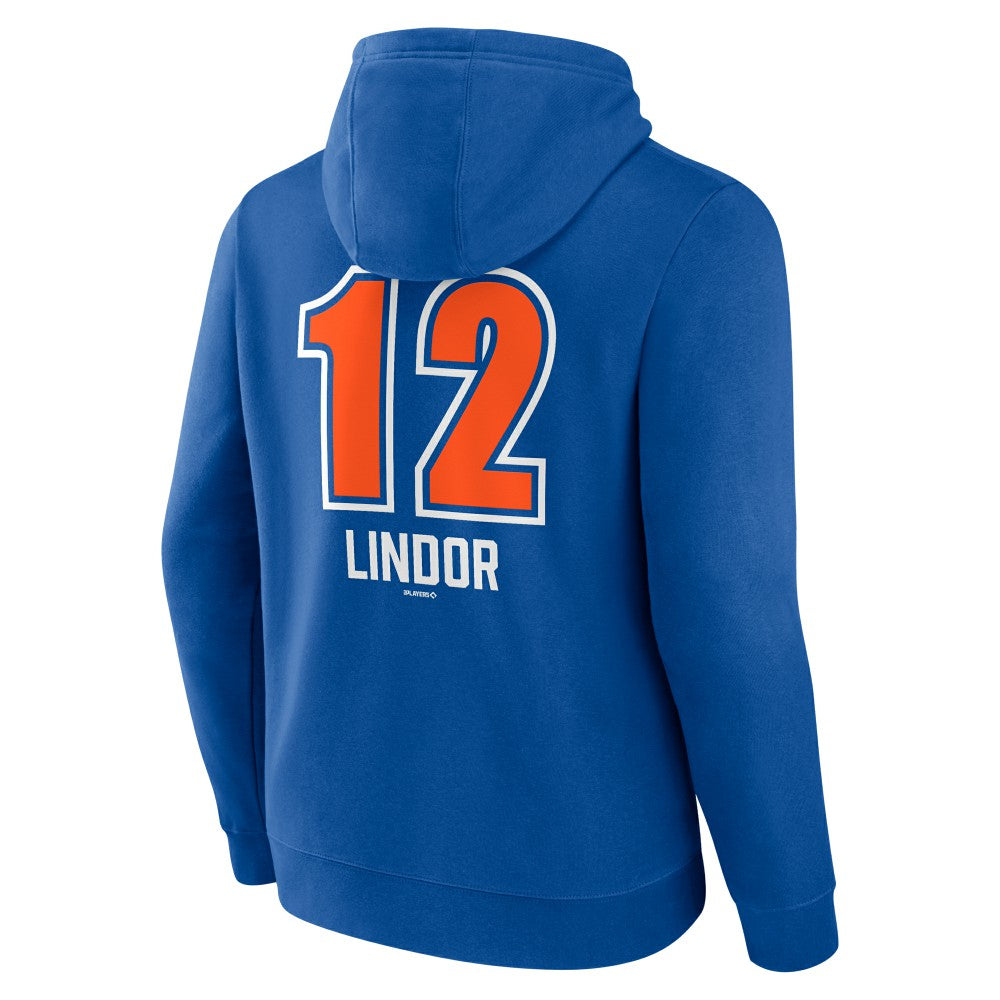 Francisco Lindor New York Mets Fastball Player Name & Number Pullover Hoodie - Royal Hoodies