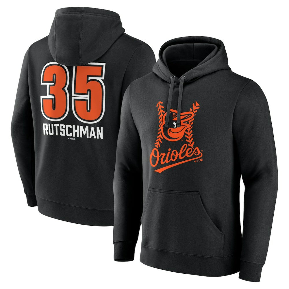 Adley Rutschman Baltimore Orioles Fastball Player Name & Number Pullover Hoodie - Black Hoodies
