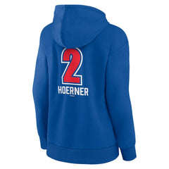 Nico Hoerner Chicago Cubs Women's Fastball Player Name & Number Pullover Hoodie - Royal Hoodies