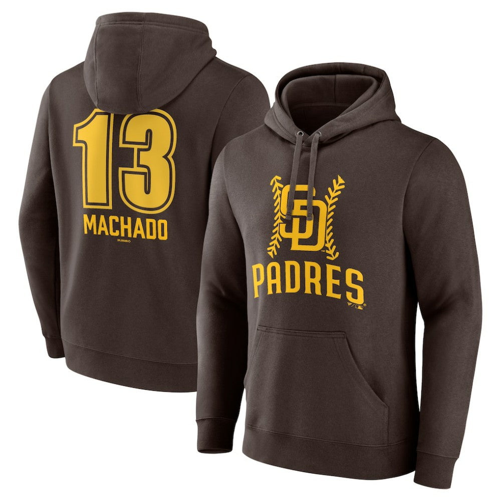 Manny Machado San Diego Padres Fastball Player Name & Number Pullover Hoodie - Brown Hoodies