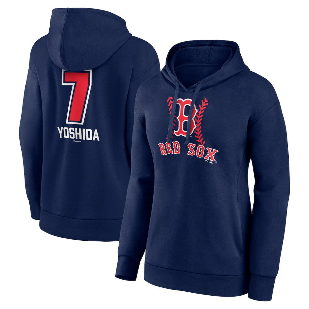 Masataka Yoshida Boston Red Sox Women's Fastball Player Name & Number Pullover Hoodie - Navy Hoodies