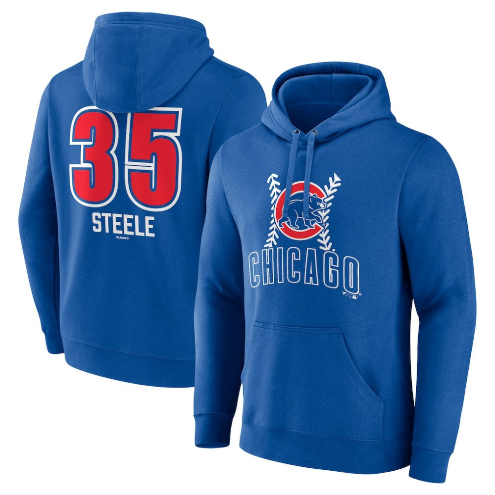 Justin Steele Chicago Cubs Fastball Player Name & Number Pullover Hoodie - Royal Hoodies
