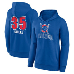 Justin Steele Chicago Cubs Women's Fastball Player Name & Number Pullover Hoodie - Royal Hoodies