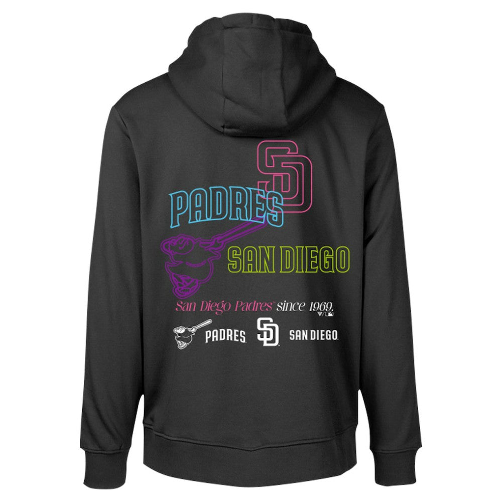 San Diego Padres Levelwear Podium Vintage Pullover Hoodie - Black Hoodies