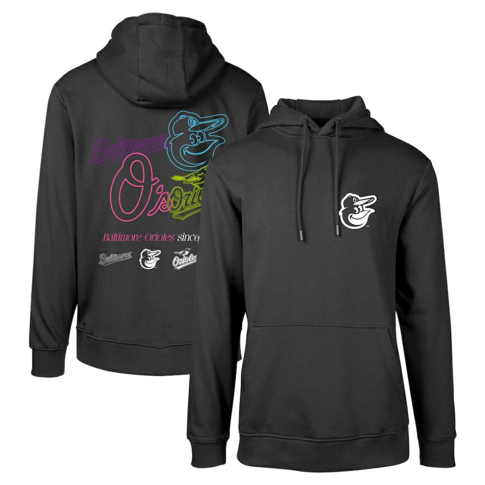 Baltimore Orioles Levelwear Podium Vintage Pullover Hoodie - Black Hoodies
