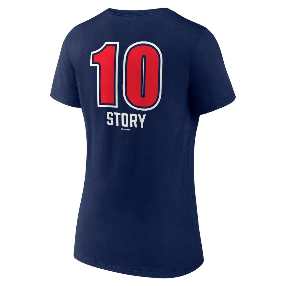 Trevor Story Boston Red Sox Women's Fastball Player Name & Number V-Neck T-Shirt - Navy T-shirts