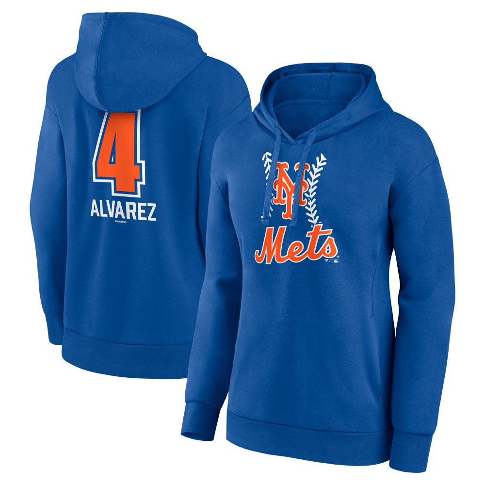 Francisco Alvarez New York Mets Women's Fastball Player Name & Number Pullover Hoodie - Royal Hoodies
