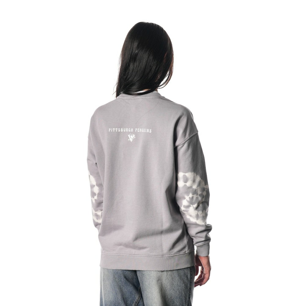 NHL Pittsburgh Penguins The Wild Collective Unisex Tie-Dye Double Collar Pullover Sweatshirt - Gray