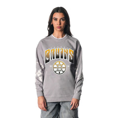 NHL Boston Bruins The Wild Collective Unisex Tie-Dye Double Collar Pullover Sweatshirt - Gray