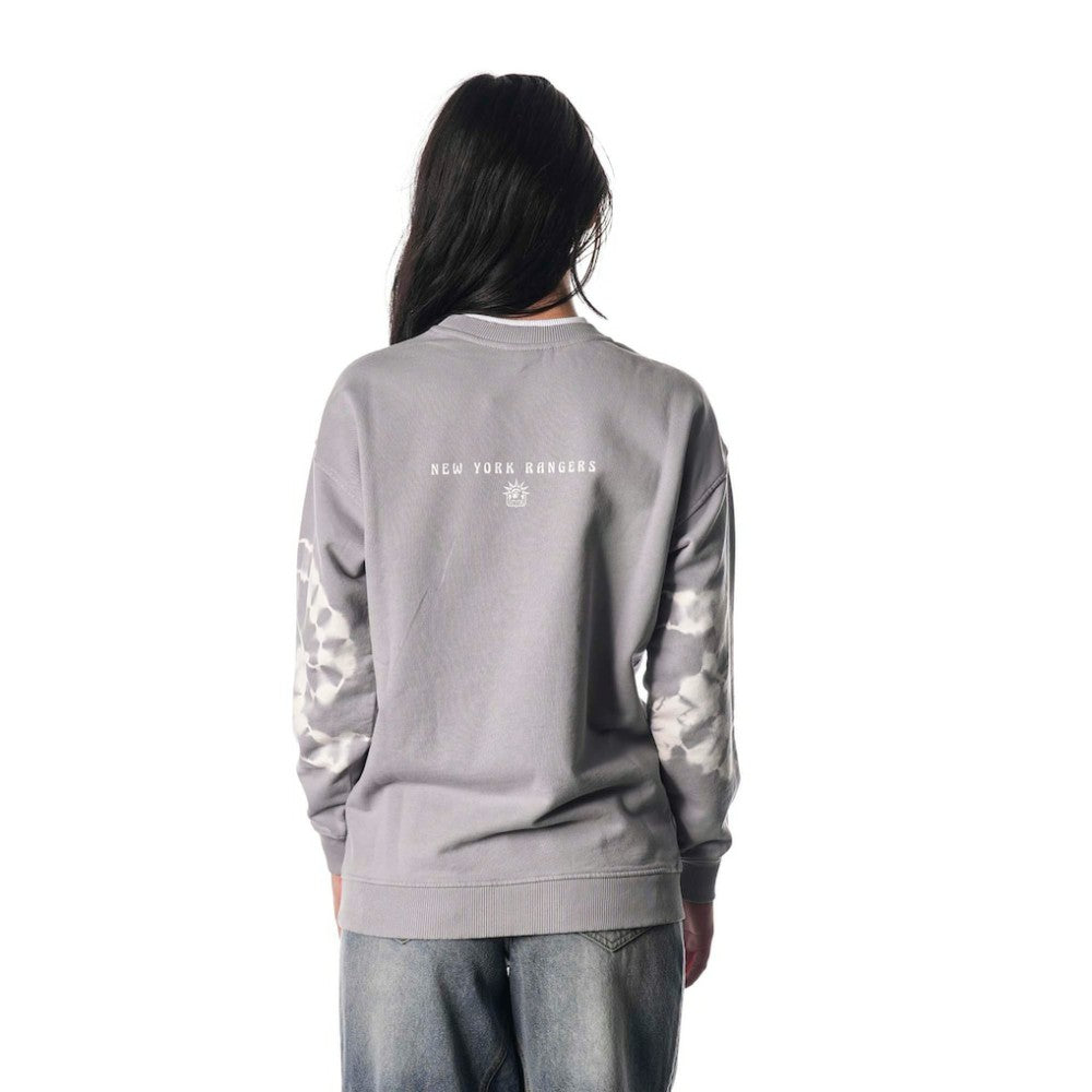 NHL New York Rangers The Wild Collective Unisex Tie-Dye Double Collar Pullover Sweatshirt - Gray
