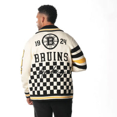 NHL Boston Bruins The Wild Collective Unisex Jacquard Full-Zip Sweater - Cream