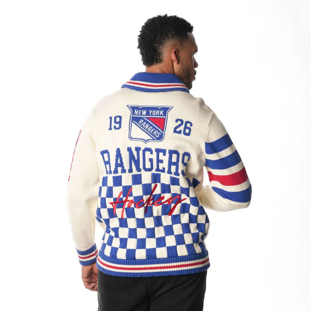 NHL New York Rangers The Wild Collective Unisex Jacquard Full-Zip Sweater - Cream