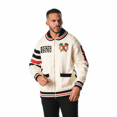 NHL Chicago Blackhawks The Wild Collective Unisex Jacquard Full-Zip Sweater - Cream