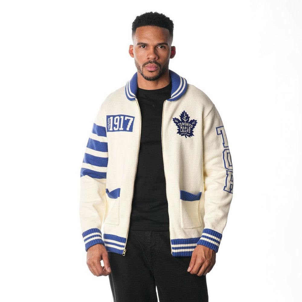NHL Toronto Maple Leafs The Wild Collective Unisex Jacquard Full-Zip Sweater - Cream