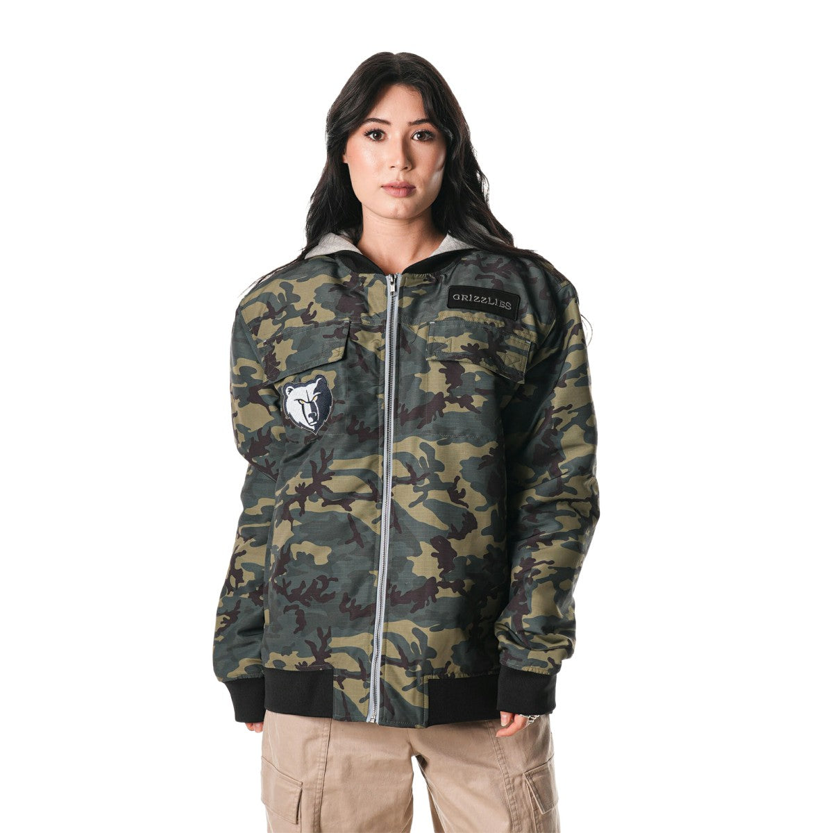 Memphis Grizzlies The Wild Collective Unisex Full-Zip Hoodie Bomber Jacket Camo