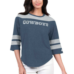 Dallas Cowboys Starter Women's Fullback Tri-Blend 3/4-Sleeve T-Shirt Navy