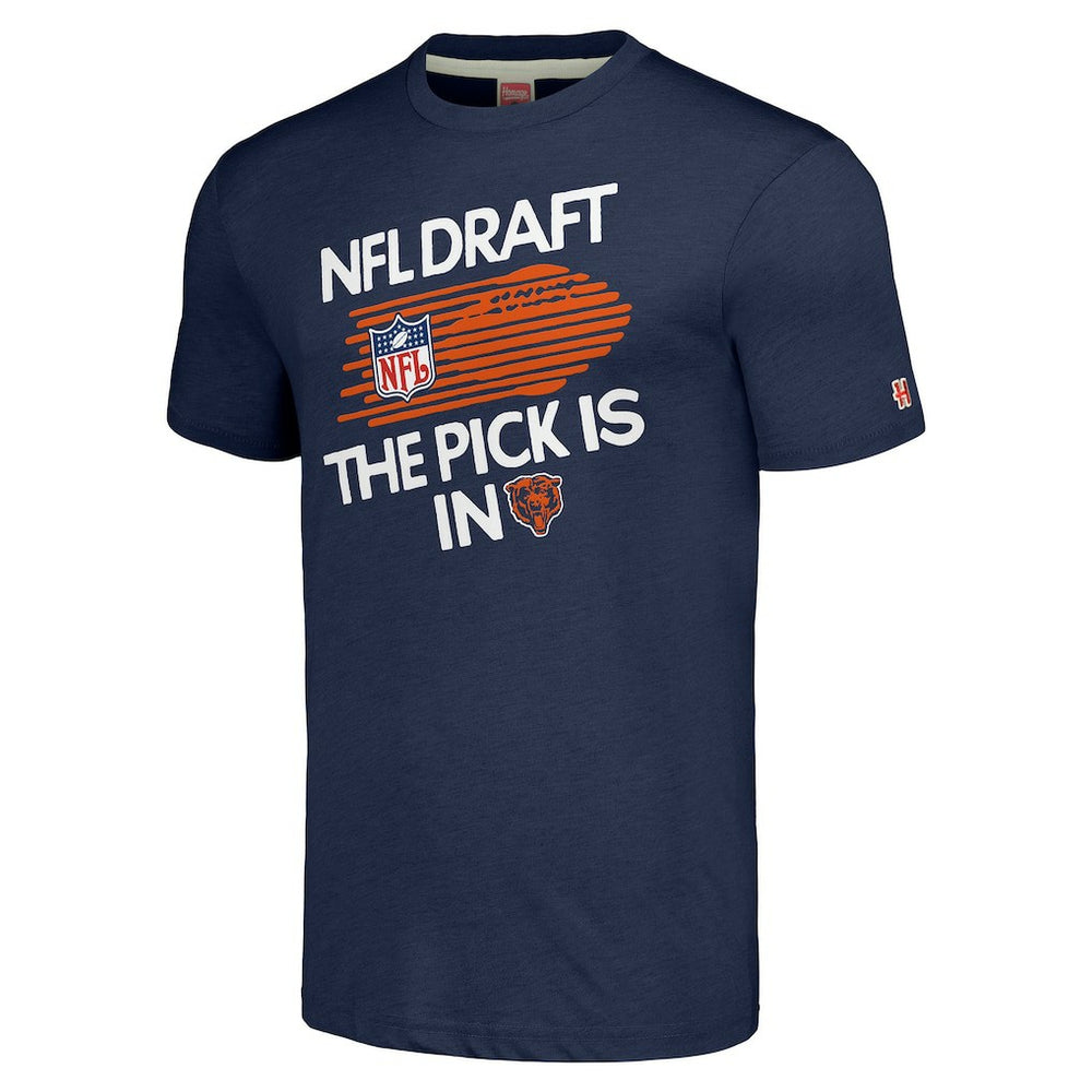 Chicago Bears Homage Unisex 2024 Team Draft Tri-Blend T-Shirt Heather Navy