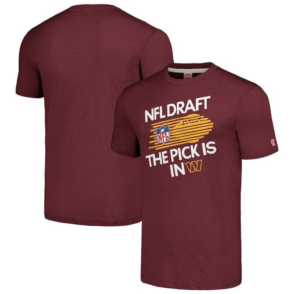 Washington Commanders Homage Unisex 2024 Team Draft Tri-Blend T-Shirt Heather Burgundy