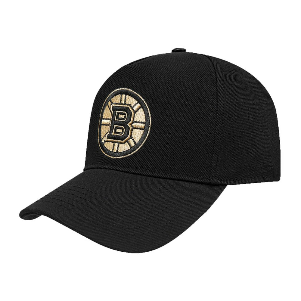 NHL Boston Bruins Pro Standard Metallic Logo Pinch Front Adjustable Hat - Black