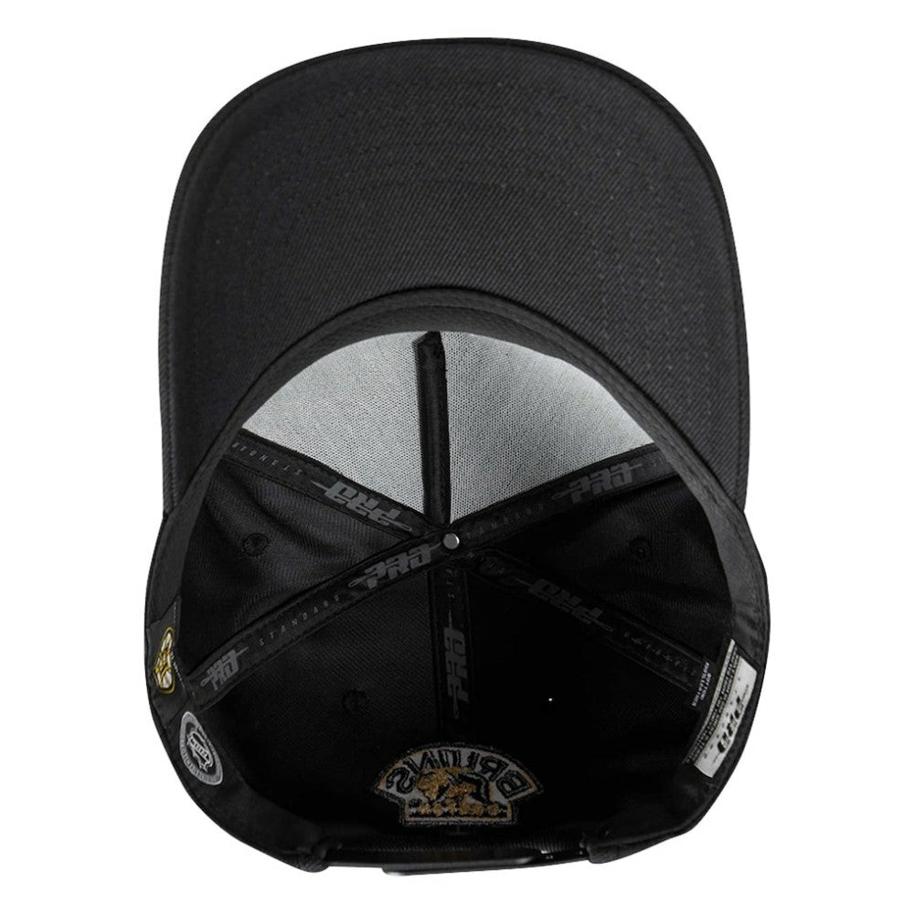 NHL Boston Bruins Pro Standard Metallic Logo Pinch Front Adjustable Hat - Black