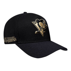 NHL Pittsburgh Penguins Pro Standard Metallic Logo Pinch Front Adjustable Hat - Black