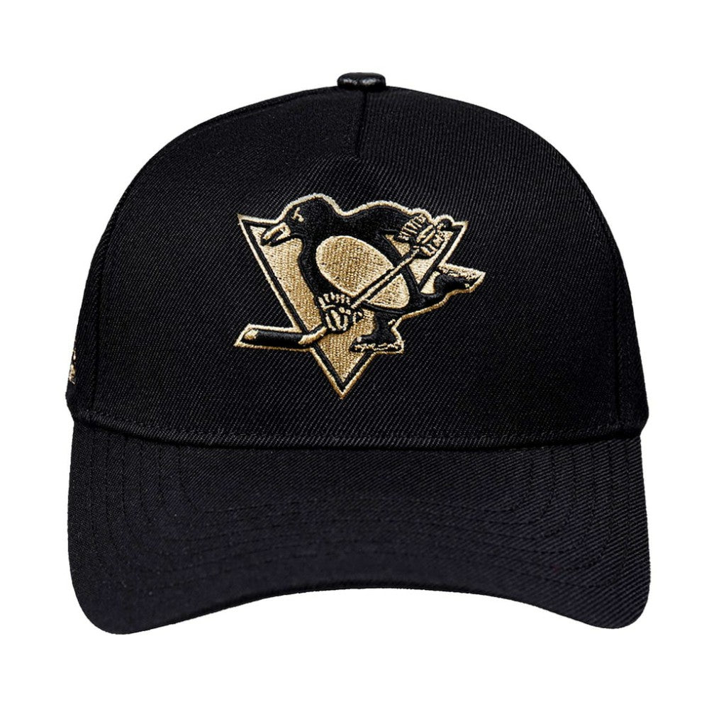 NHL Pittsburgh Penguins Pro Standard Metallic Logo Pinch Front Adjustable Hat - Black