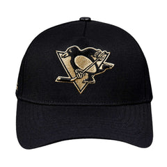 NHL Pittsburgh Penguins Pro Standard Metallic Logo Pinch Front Adjustable Hat - Black