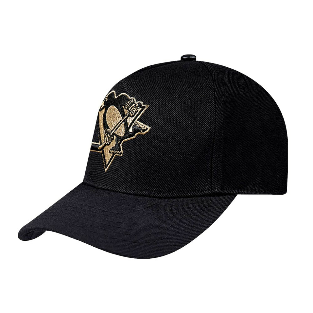 NHL Pittsburgh Penguins Pro Standard Metallic Logo Pinch Front Adjustable Hat - Black