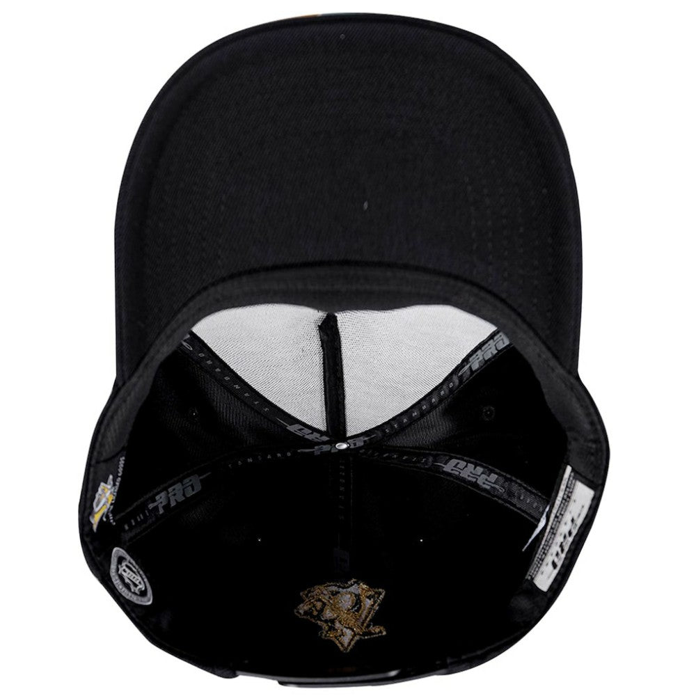 NHL Pittsburgh Penguins Pro Standard Metallic Logo Pinch Front Adjustable Hat - Black