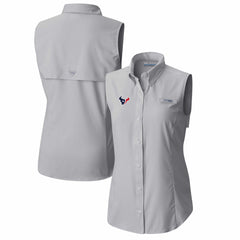 Houston Texans Women's PFG Tamiami Omni-Shade Sleeveless Button-Up Shirt Gray