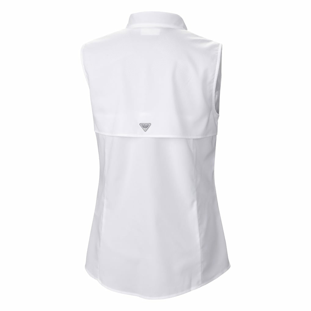 Miami Dolphins Women's PFG Tamiami Omni-Shade Sleeveless Button-Up Shirt White