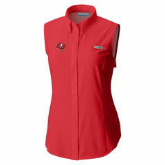 Tampa Bay Buccaneers Women's PFG Tamiami Omni-Shade Sleeveless Button-Up Shirt Red