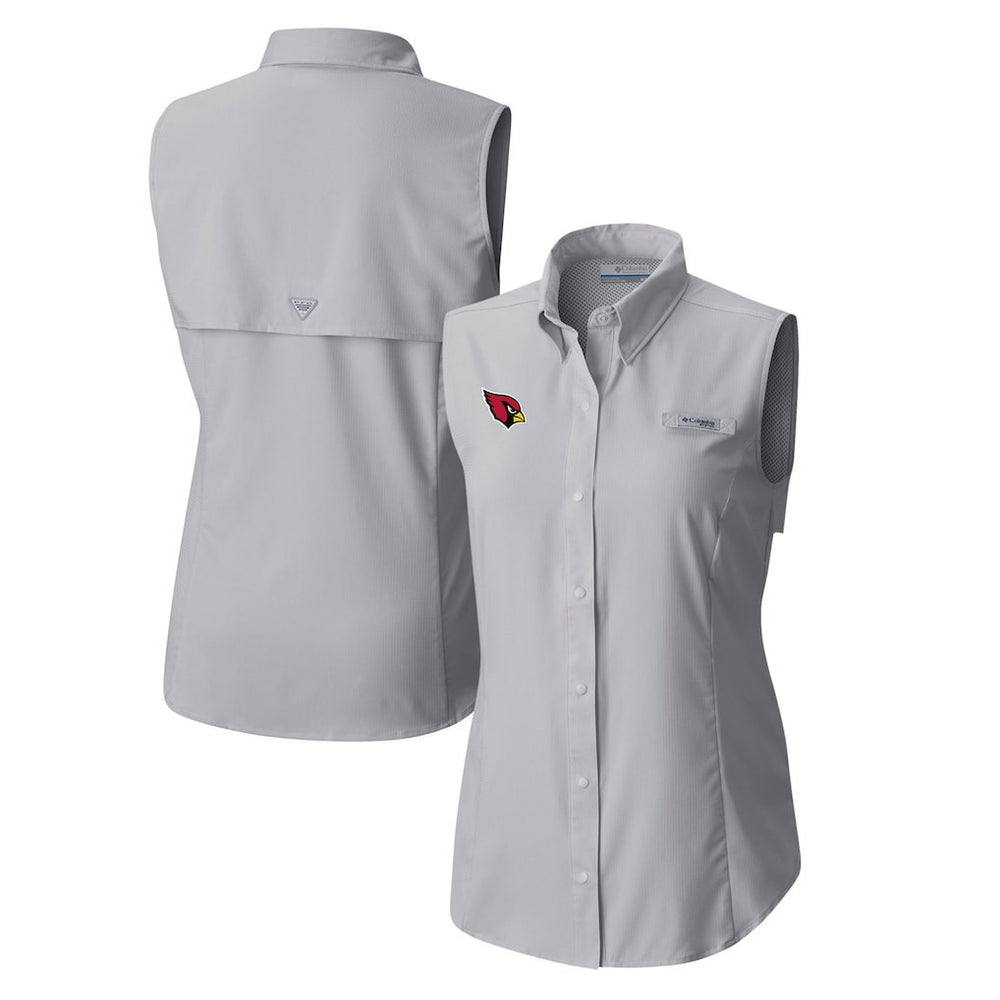Arizona Cardinals Women's PFG Tamiami Omni-Shade Sleeveless Button-Up Shirt Gray