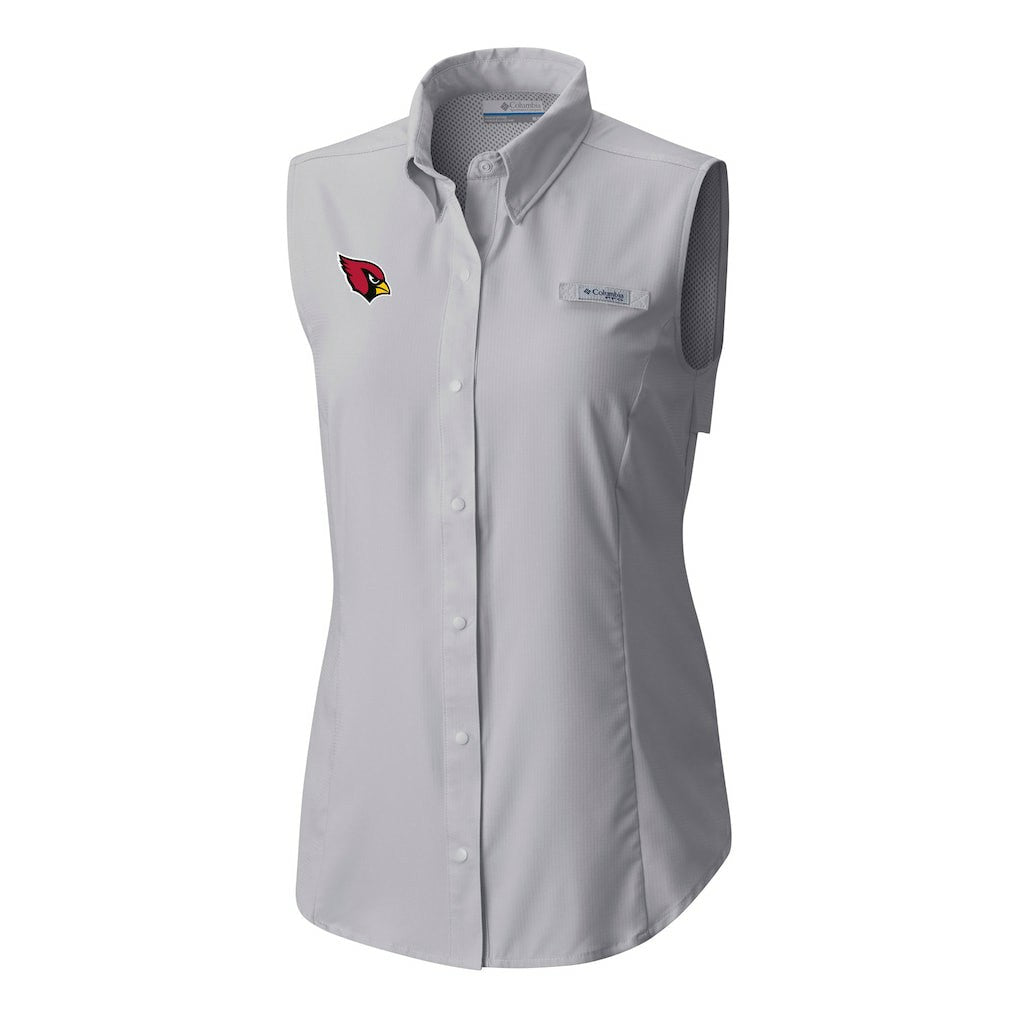 Arizona Cardinals Women's PFG Tamiami Omni-Shade Sleeveless Button-Up Shirt Gray