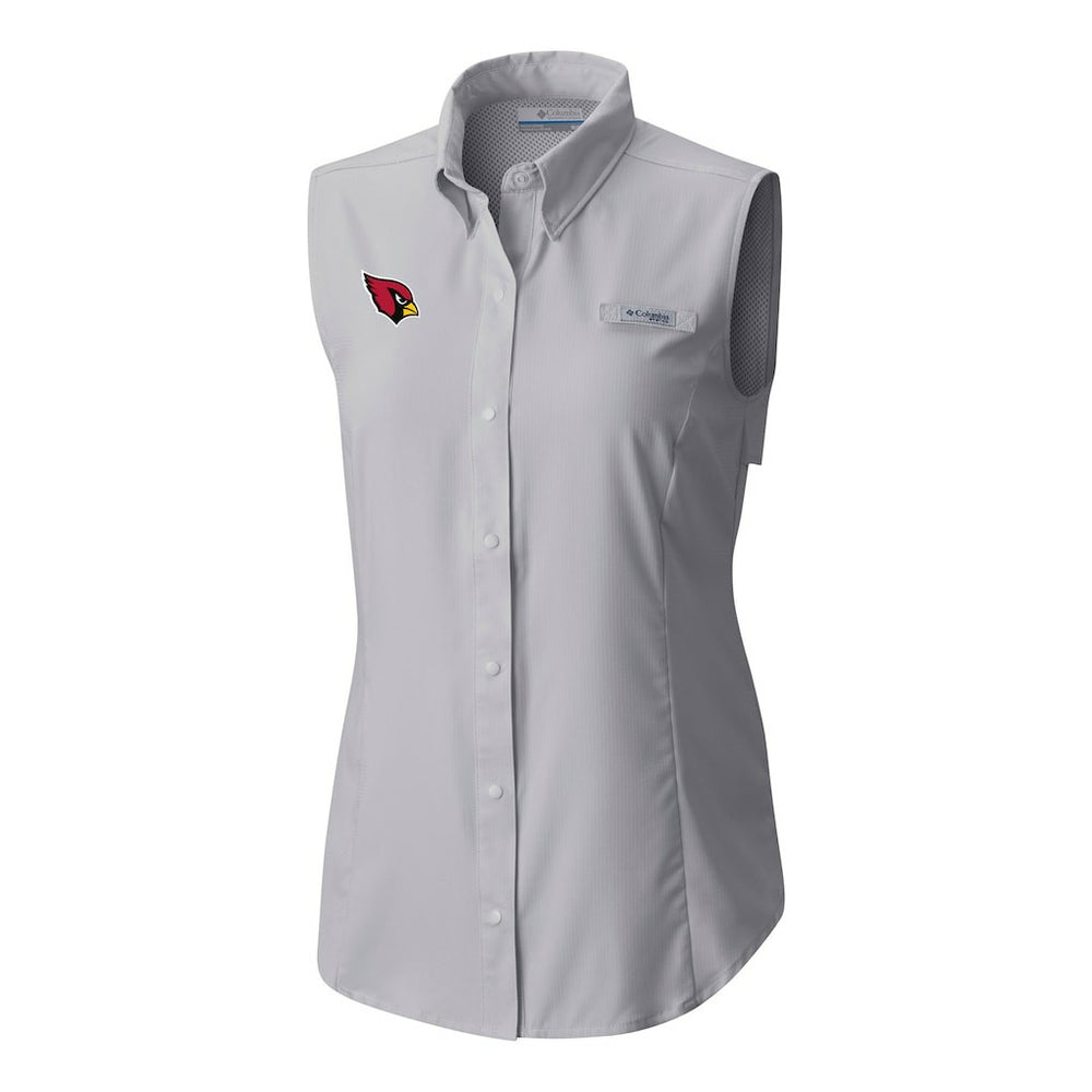 Arizona Cardinals Women's PFG Tamiami Omni-Shade Sleeveless Button-Up Shirt Gray