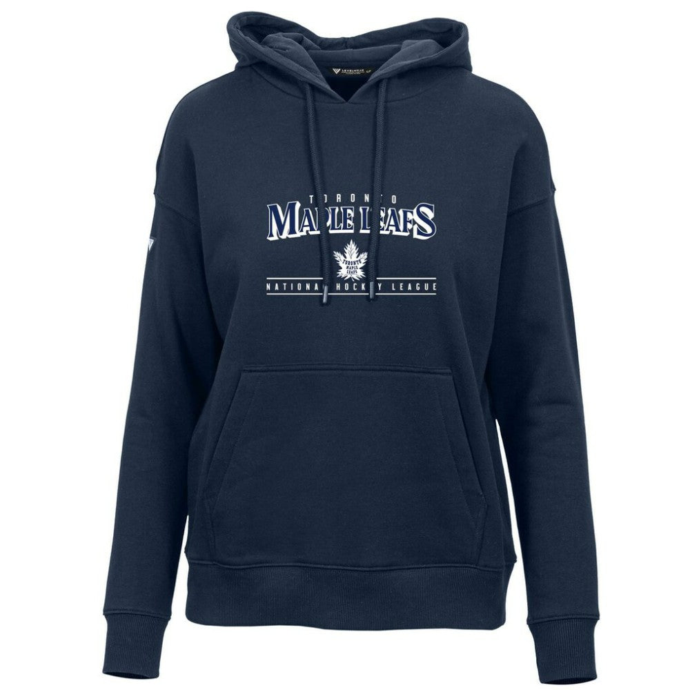NHL Toronto Maple Leafs Levelwear Women's Retro Adorn Spellout Pullover Hoodie - Navy