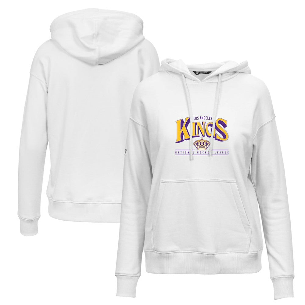 NHL Los Angeles Kings Levelwear Women's Retro Adorn Spellout Pullover Hoodie - White