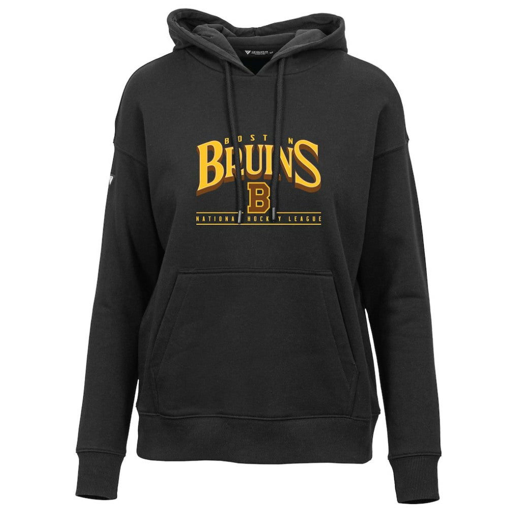 NHL Boston Bruins Levelwear Women's Retro Adorn Spellout Pullover Hoodie - Black