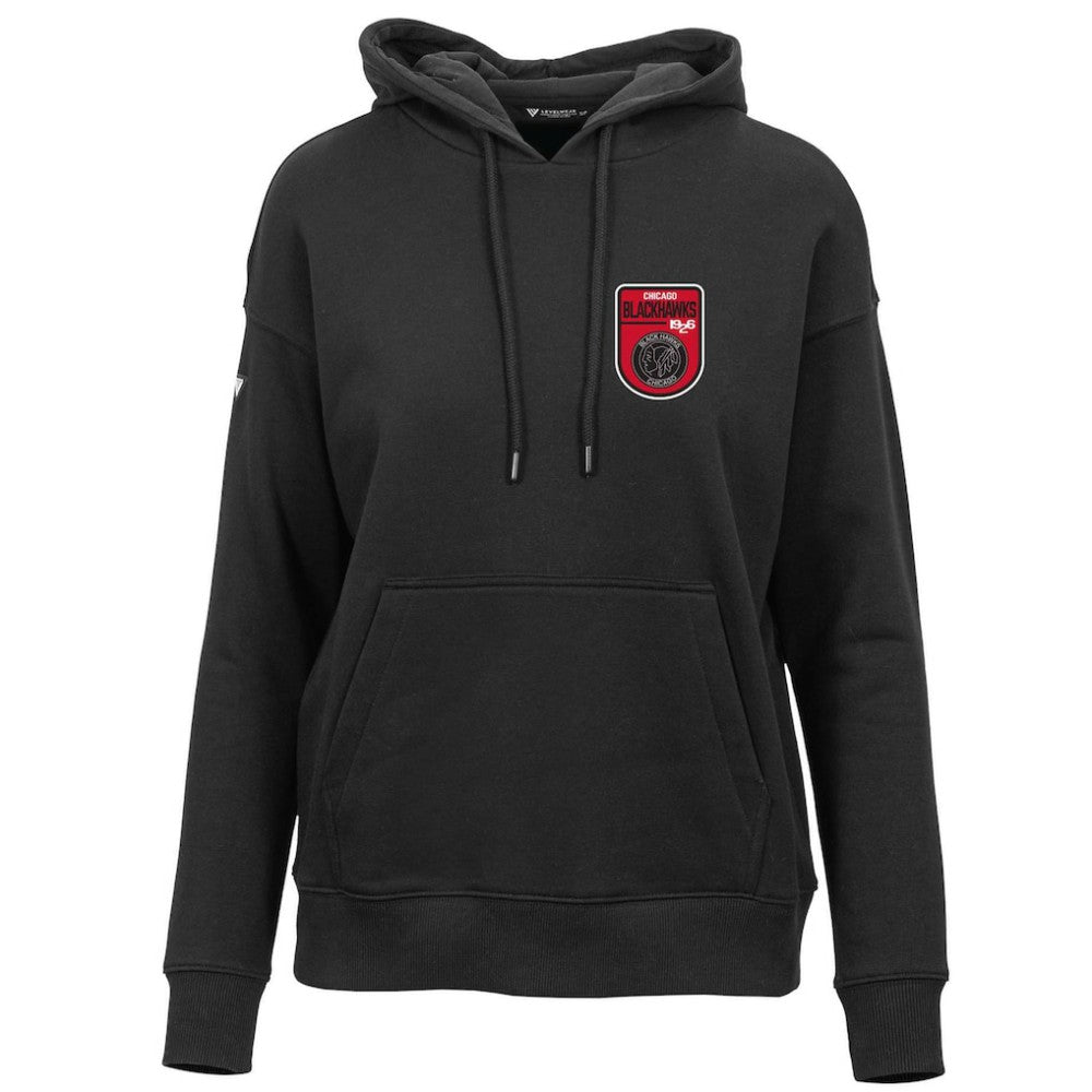 NHL Chicago Blackhawks Levelwear Women's Retro Adorn Pullover Hoodie - Black