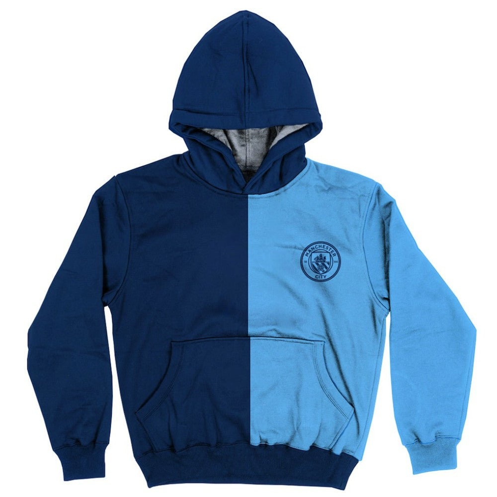 Manchester City Vive La Fete Youth Color Block Fleece Pullover Hoodie Navy/Sky Blue