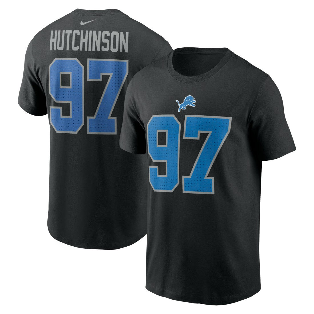 Aidan Hutchinson Detroit Lions Player Name & Number T-Shirt Black