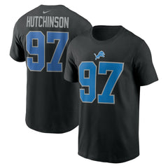 Aidan Hutchinson Detroit Lions Player Name & Number T-Shirt Black