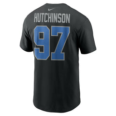 Aidan Hutchinson Detroit Lions Player Name & Number T-Shirt Black
