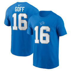 Jared Goff Detroit Lions Name & Number T-Shirt Blue