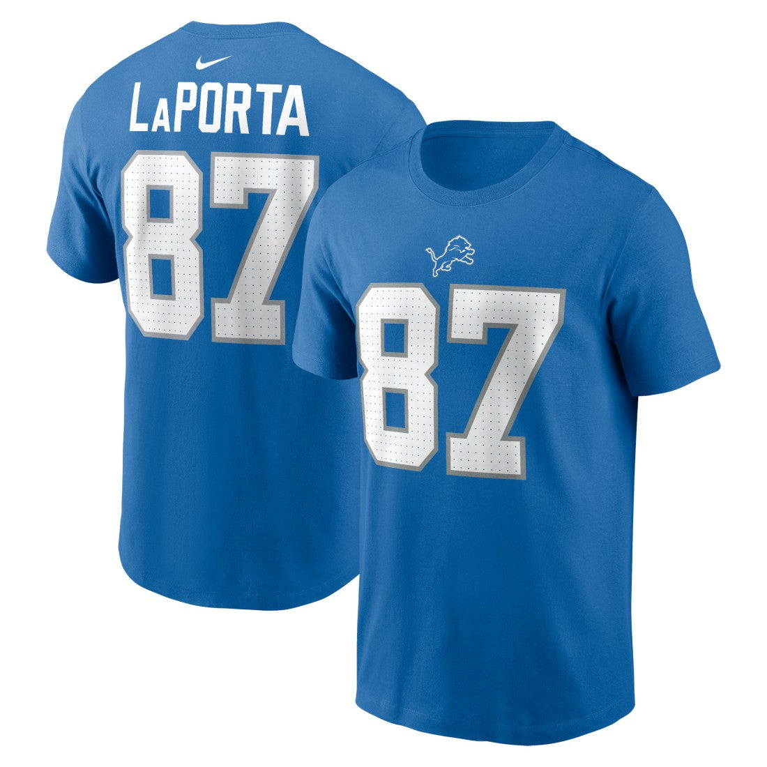 Sam LaPorta Detroit Lions Name & Number T-Shirt Blue