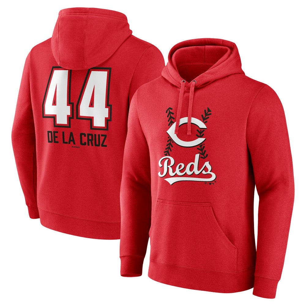 Elly De La Cruz Cincinnati Reds Name & Number Fastball Pullover Hoodie - Red Hoodies