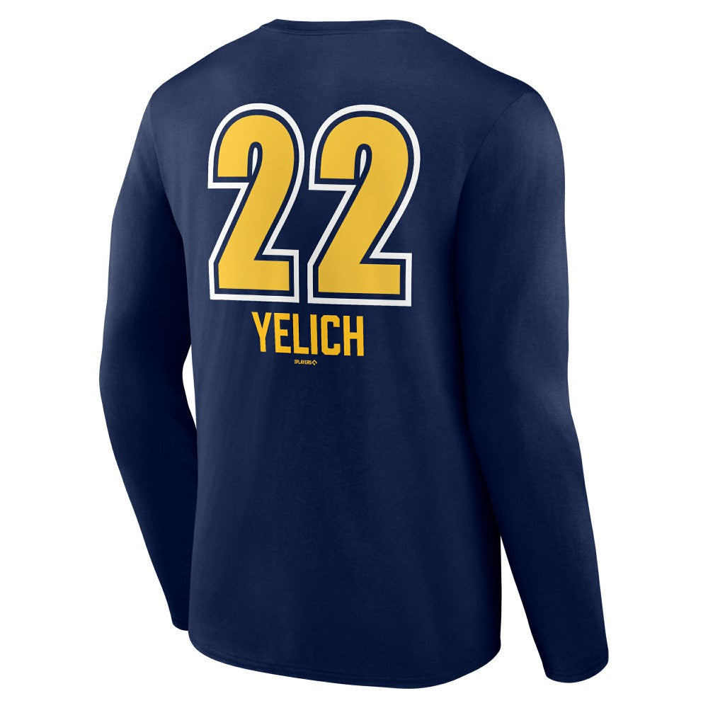 Christian Yelich Milwaukee Brewers Name & Number Fastball Long Sleeve T-Shirt - Navy T-shirts