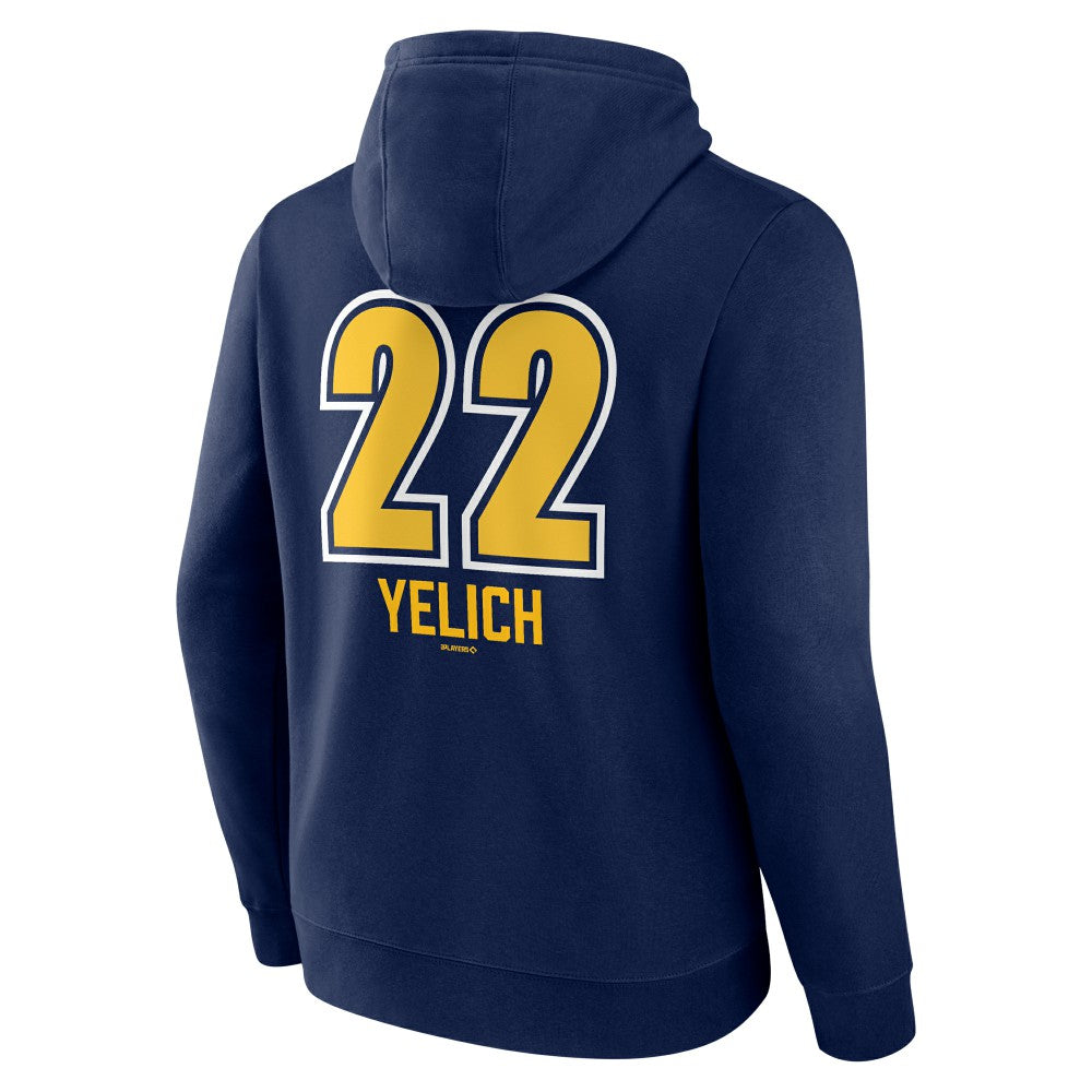 Christian Yelich Milwaukee Brewers Name & Number Fastball Pullover Hoodie - Navy Hoodies